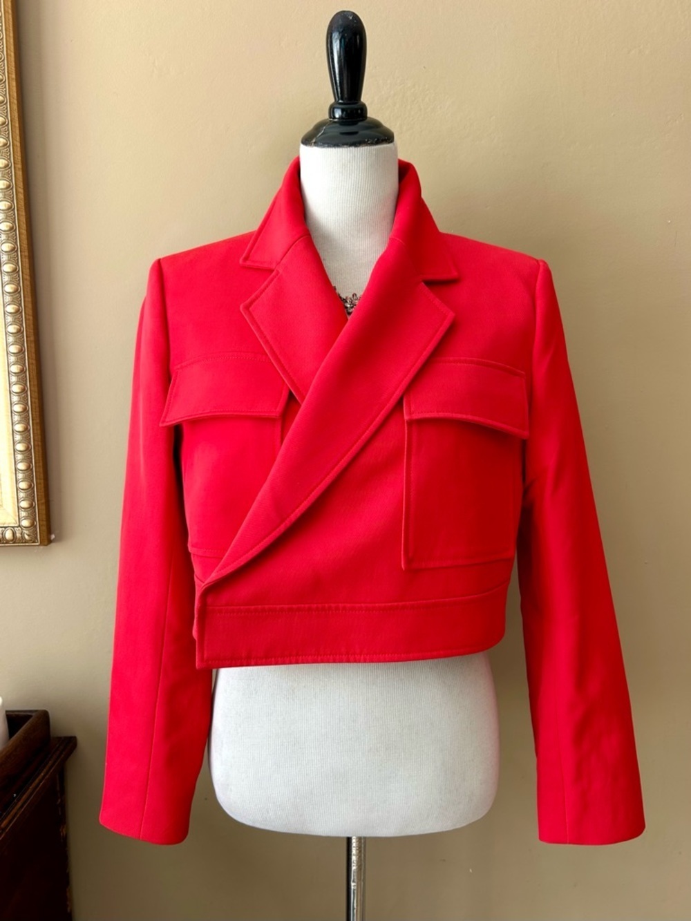 A.L.C. Reeve Cropped Blazer Jacket Patch Pocket Ruby Red Size 6 - Picture 4 of 16